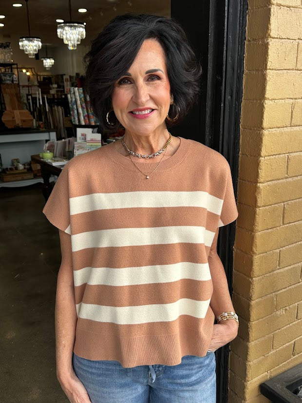 Tan Everyday Stripe Knit Top
