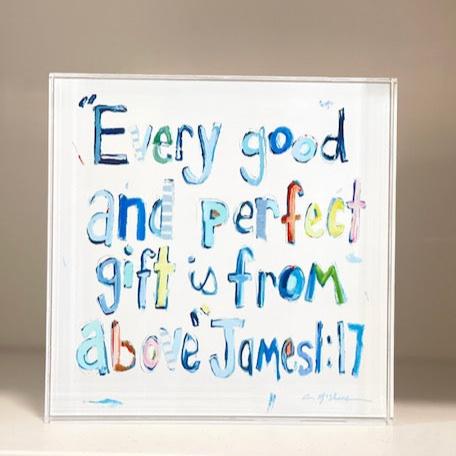 James 1:17 Acrylic Block More Blue