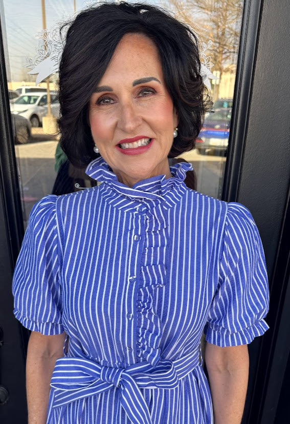 Preppy Ruffle Striped Dress