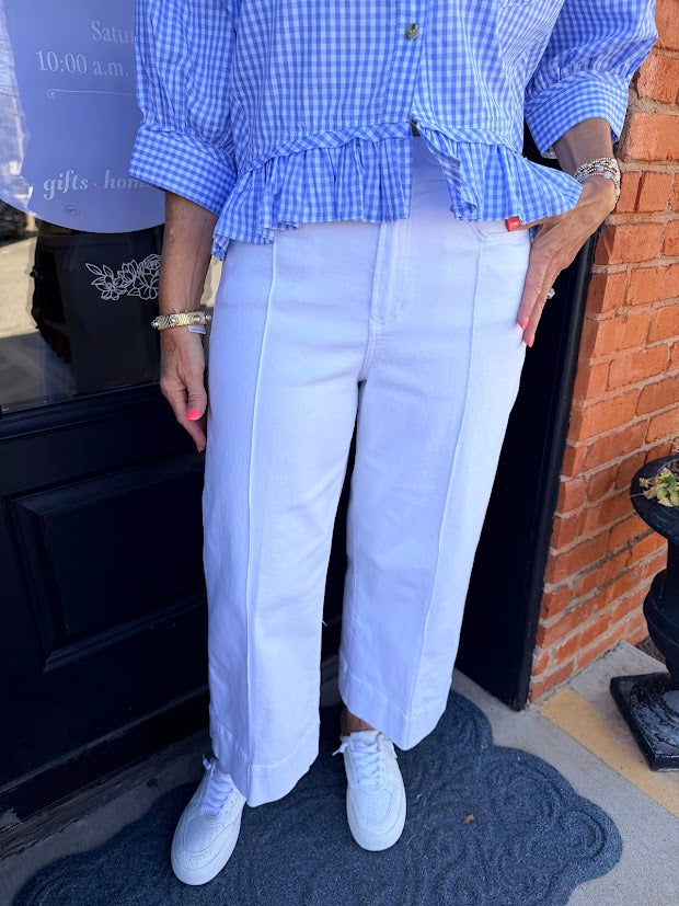 Dear John White Audrey Crop Wide Leg Pant