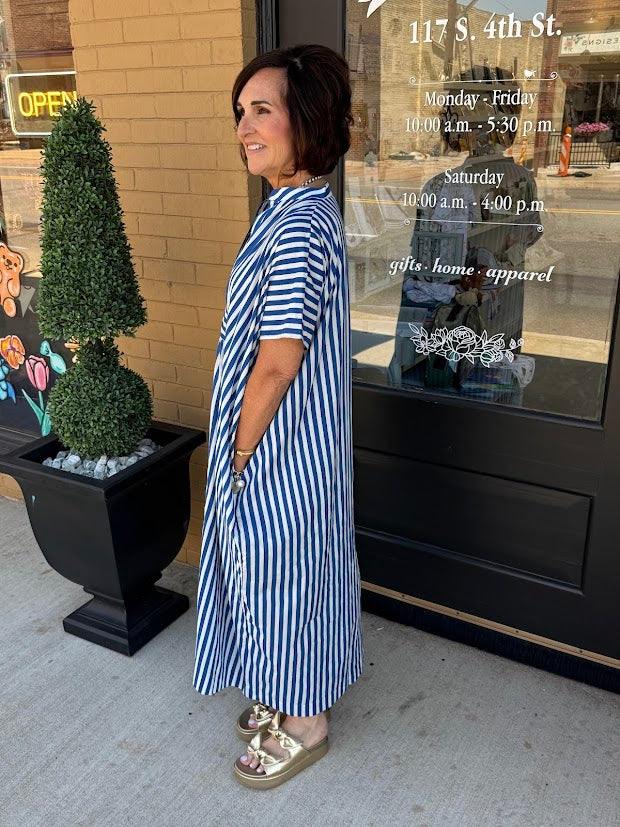 Margot Blue & White Kaftan