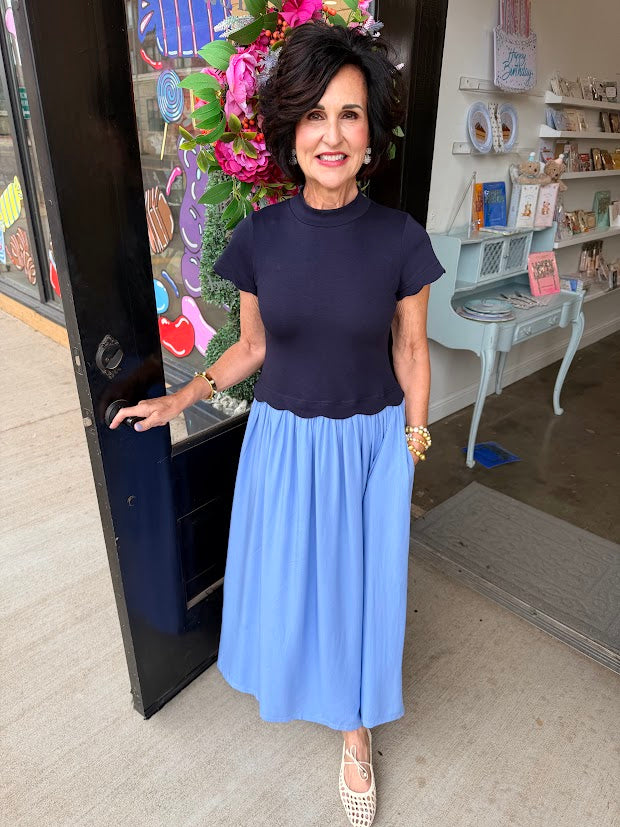 Marby Scallop Midi Dress