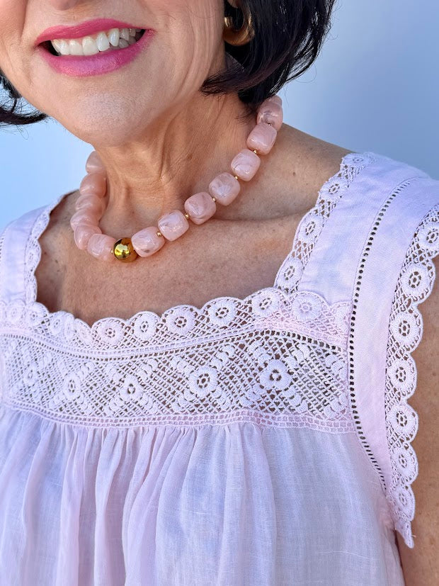 Pale Lilac Embroidered Sleeveless Top