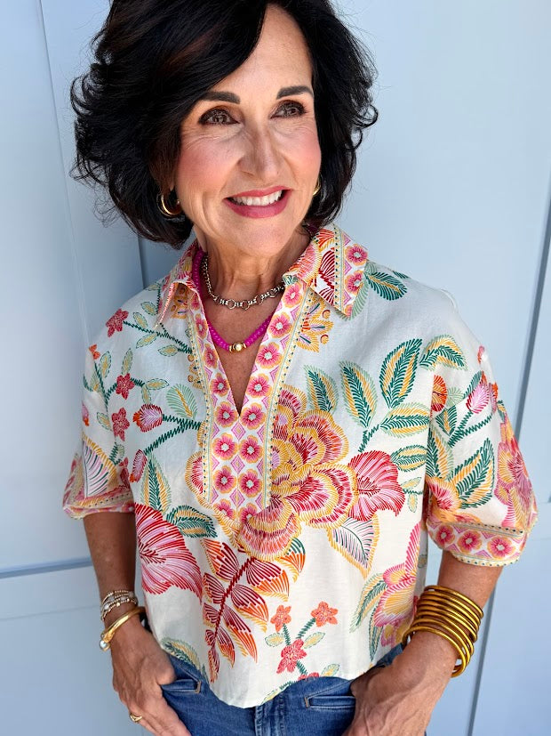Tropical Paradise Collar Top