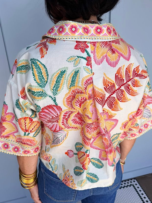 Tropical Paradise Collar Top
