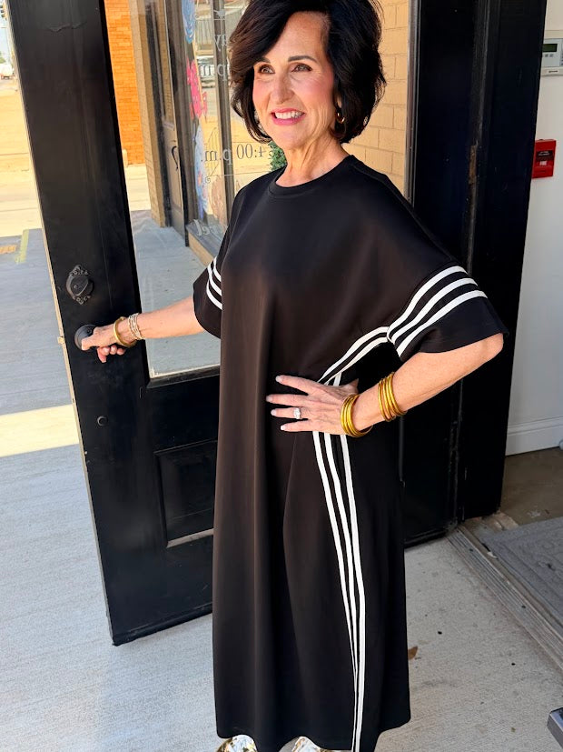 Everyday Knit Striped Midi-Black/White