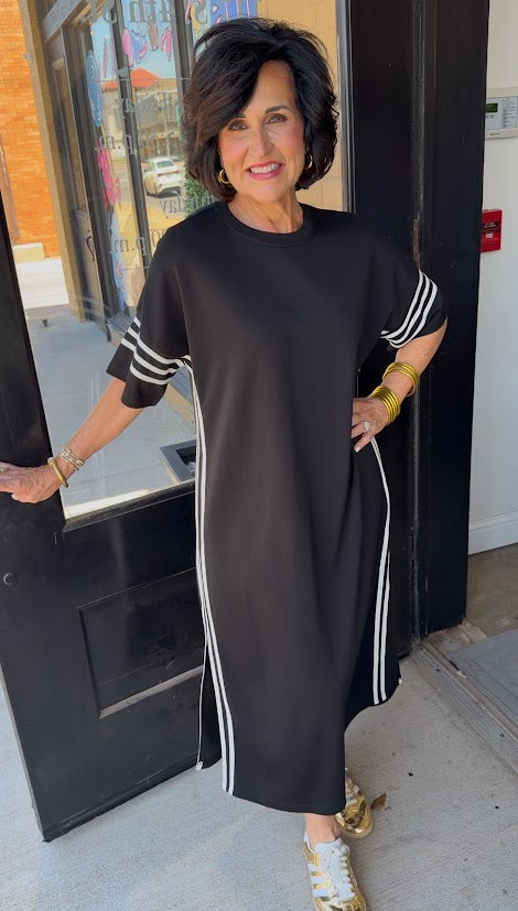 Everyday Knit Striped Midi-Black/White