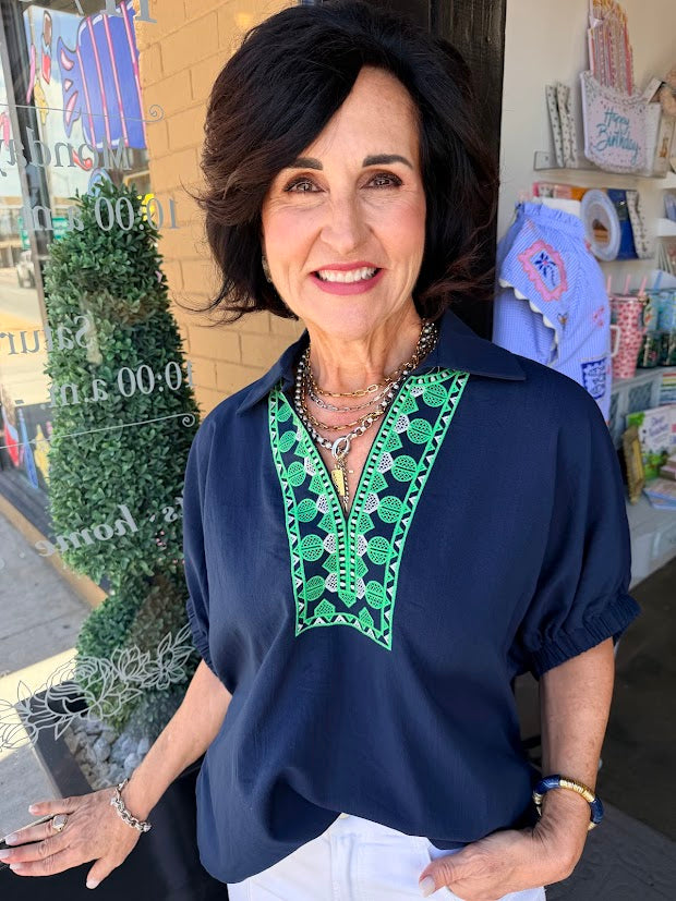 Celeste Embroidered Dolman Sleeve Top