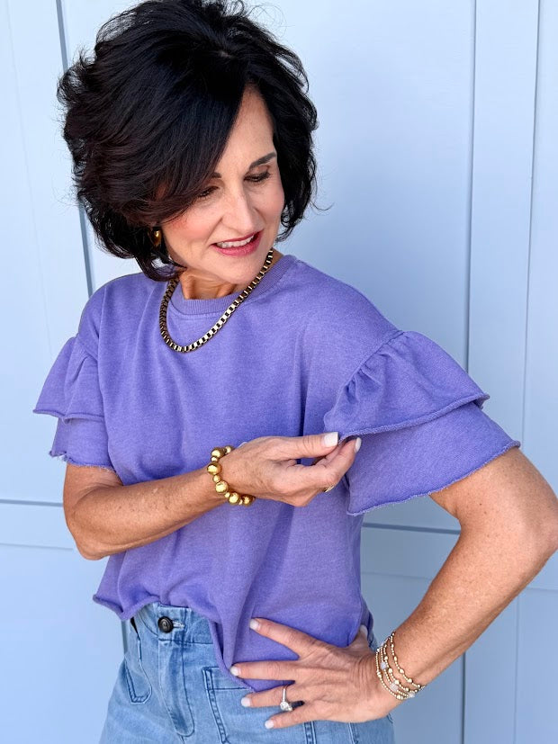 Violet Ruffle Top