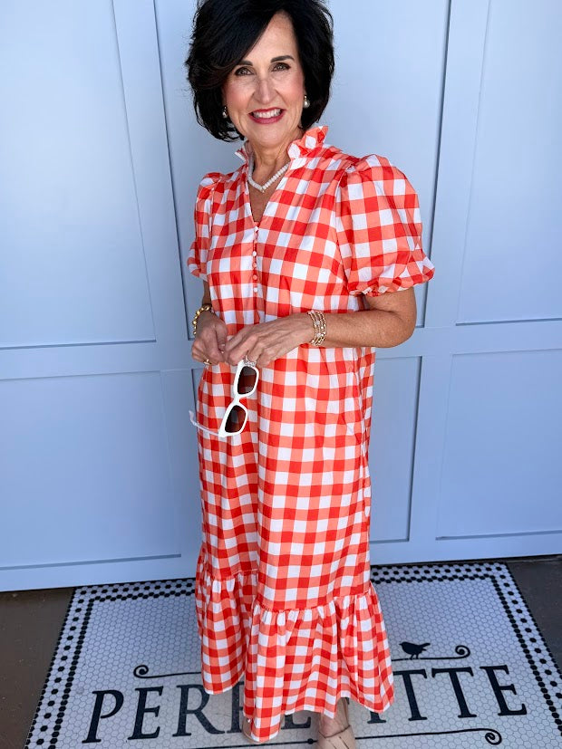 Sunset Gingham Midi Dress
