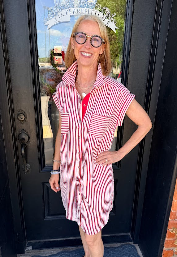 Sarah Stripe Shirt Dress