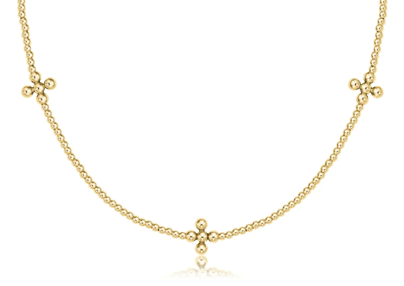 15" choker signature cross pattern 3mm beaded cross necklace