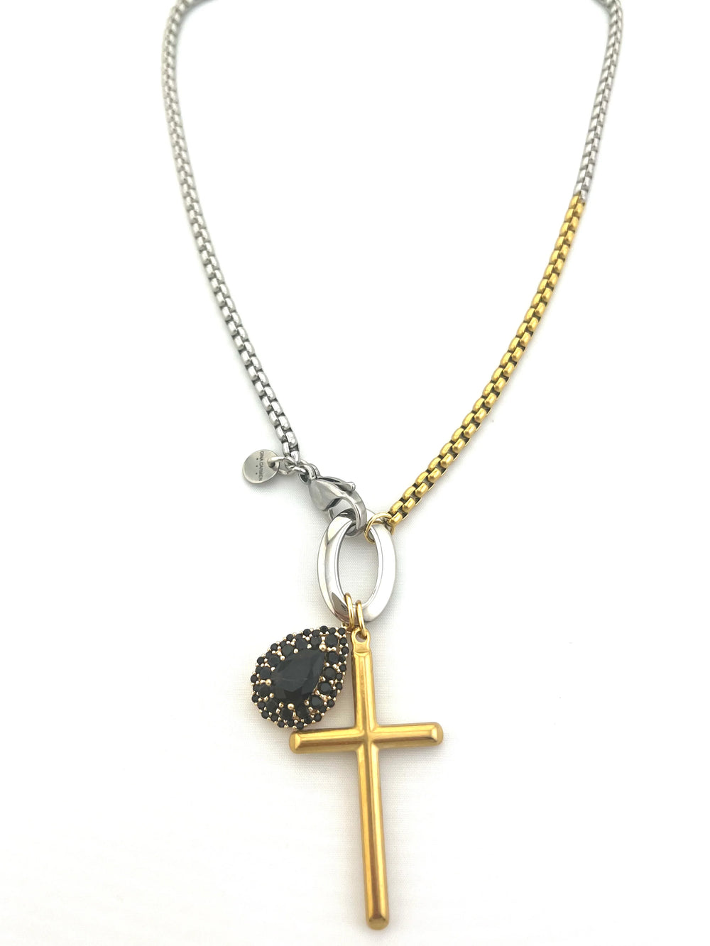 Two Tone Cross Necklace