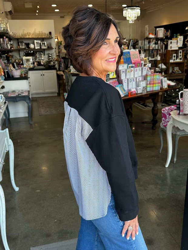 Black Mixed Media Top