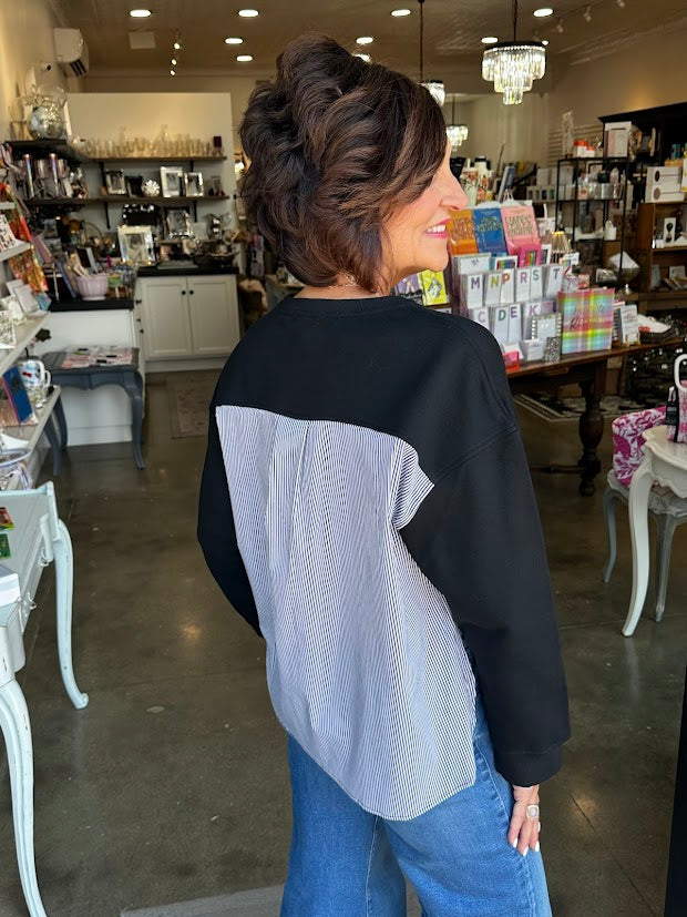 Black Mixed Media Top