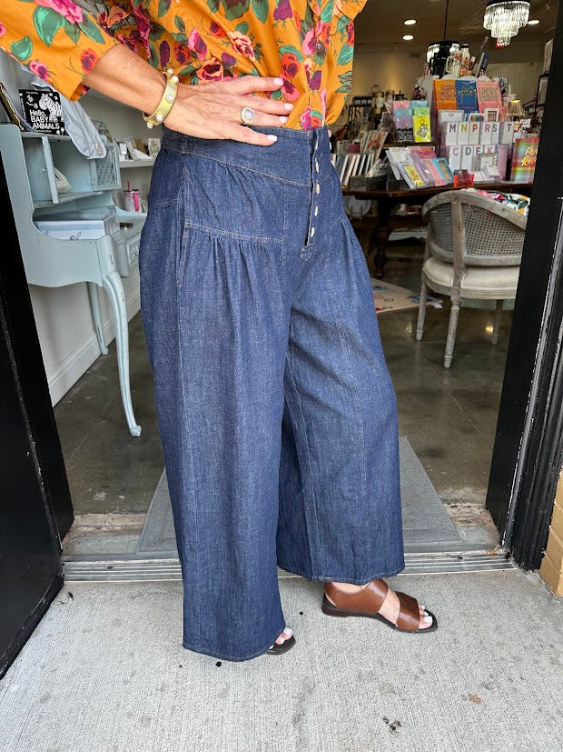 Delilah Denim Wide Leg with Yoke Detail