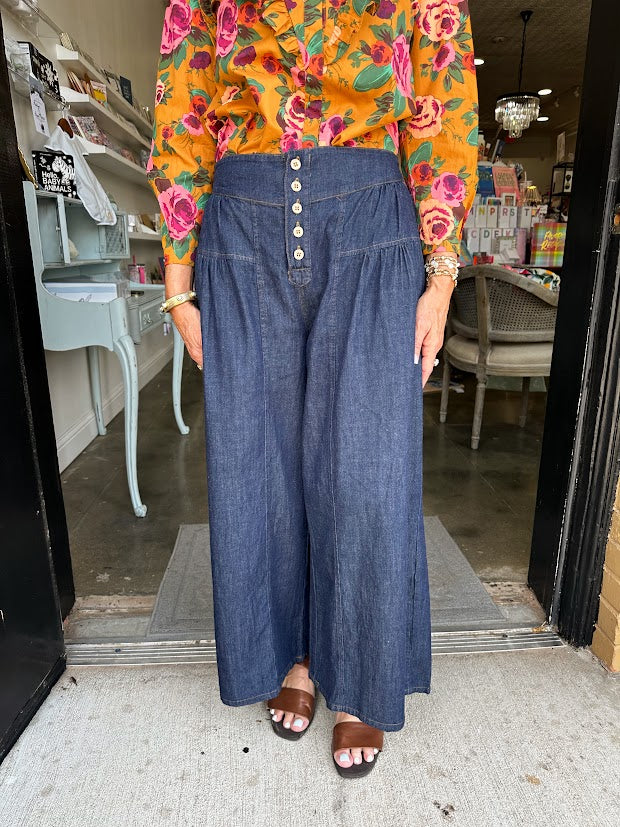 Delilah Denim Wide Leg with Yoke Detail