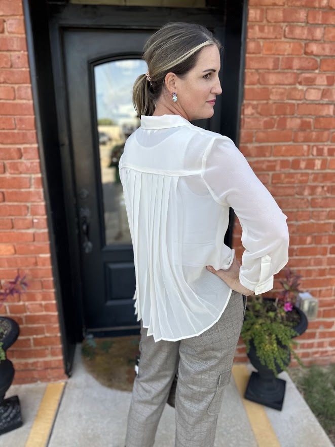 
                      
                        Cream Pleated Back Blouse
                      
                    