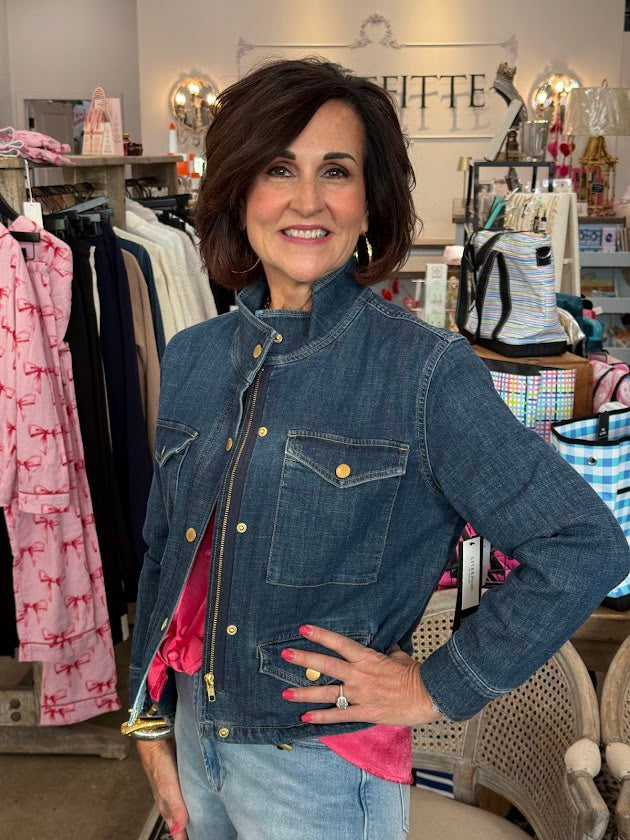 Cropped Cargo Denim Jacket