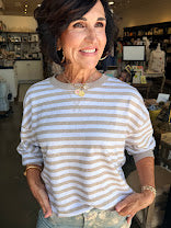 Z Supply Everyday Striped Crew- Heather Ash