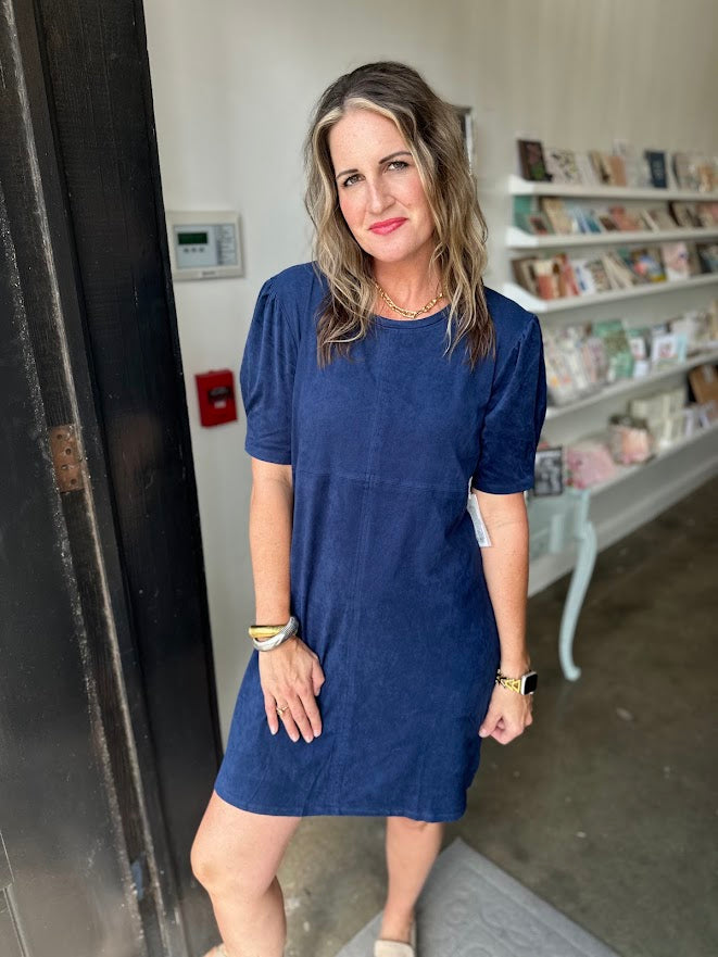 
                      
                        Demi Suede Short Sleeve Dress
                      
                    