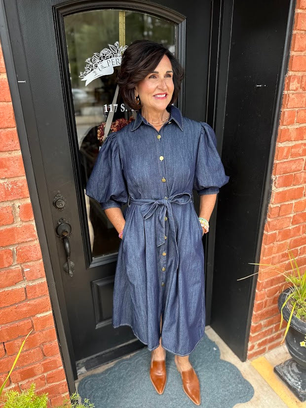Oakley Denim Puff Sleeve Dress