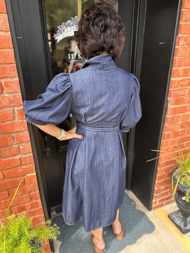 
                      
                        Oakley Denim Puff Sleeve Dress
                      
                    
