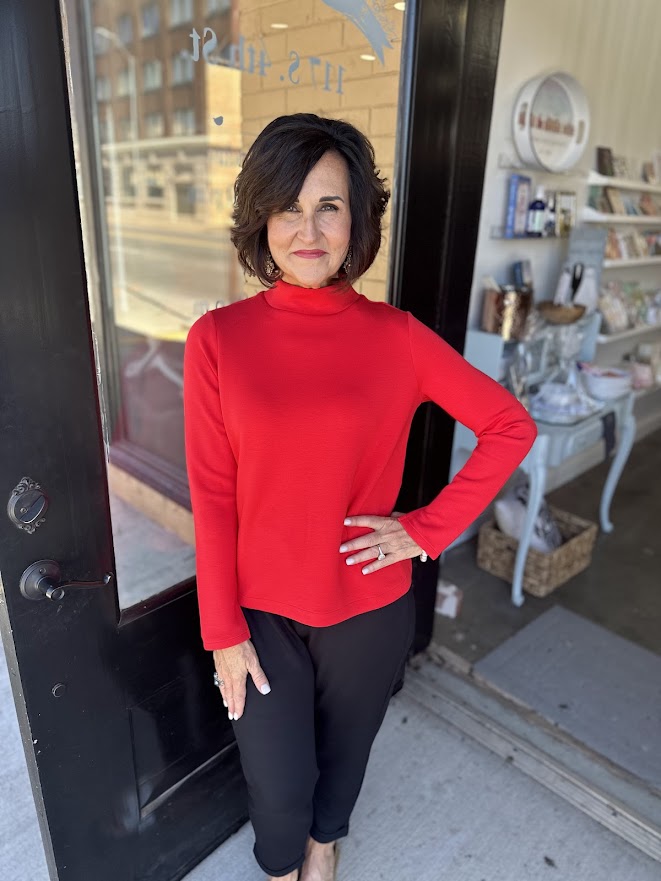 Spanx AirEssentials Red Mock Neck Top