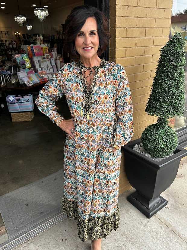 Fresco Fans Side Tie Dress