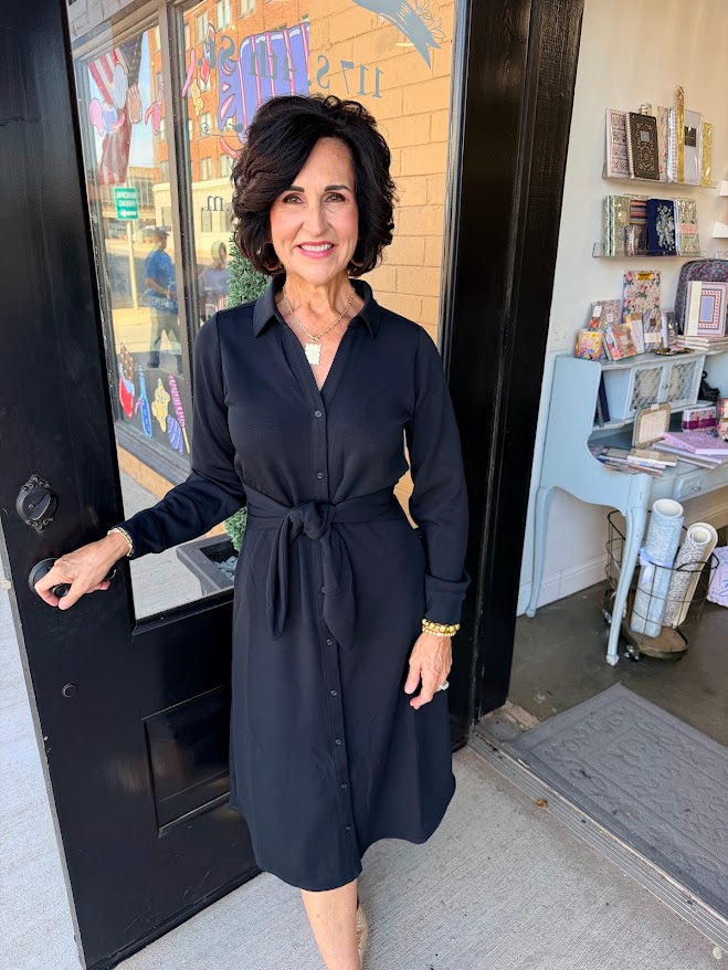 Spanx Front Tie Shirt Dress- Black