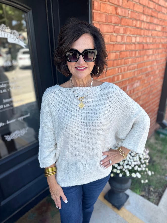 
                      
                        Oatmeal Boucle Sweater
                      
                    