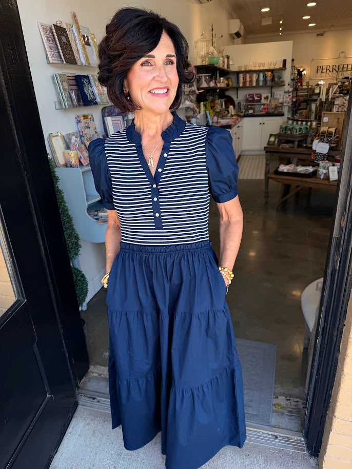 Vanessa Navy Stripe Dress