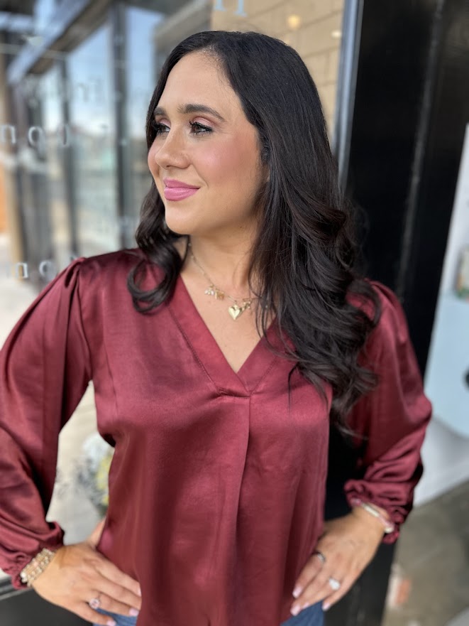 Crimson Silky Blouse