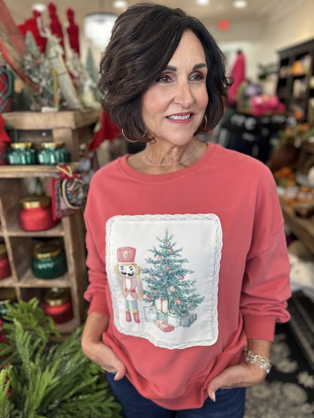 Vintage Coral Nutcracker Sweatshirt