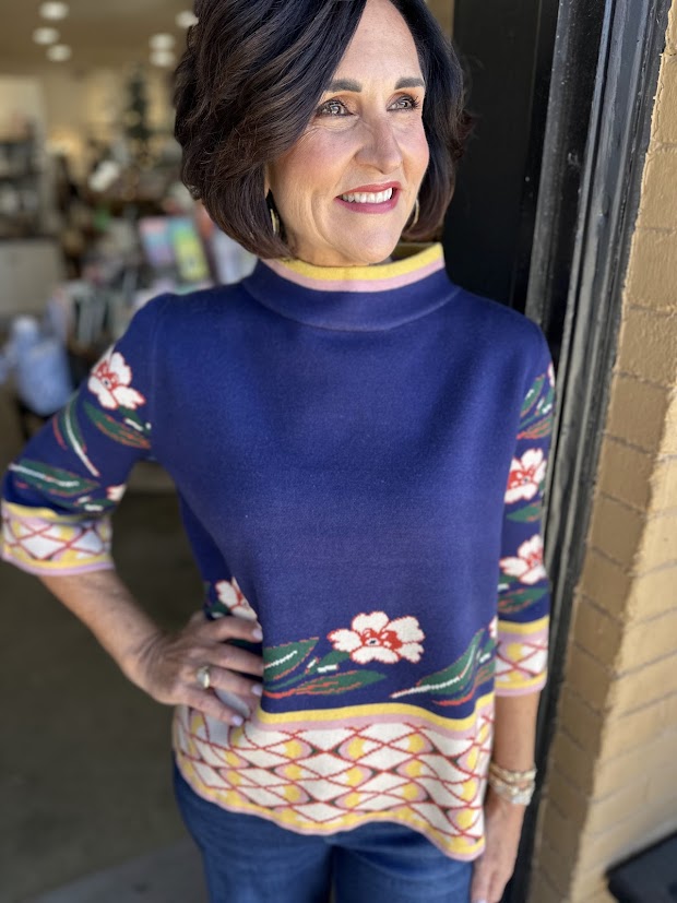 Everleigh Jacquard Mock Neck Sweater
