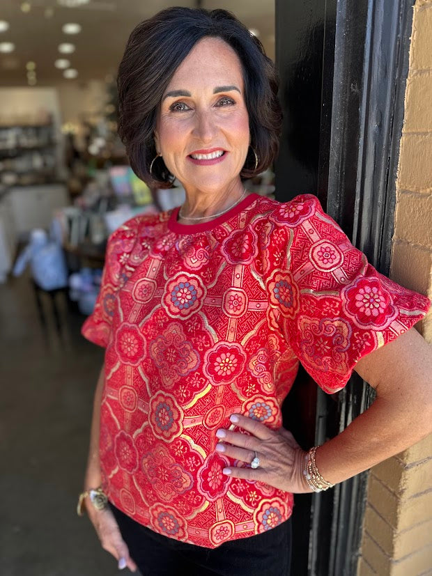 Mandala Puff Sleeve Top
