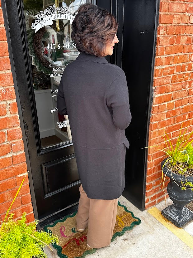 Classic Black Cardigan With Collar