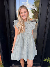 Olive Gingham Dress