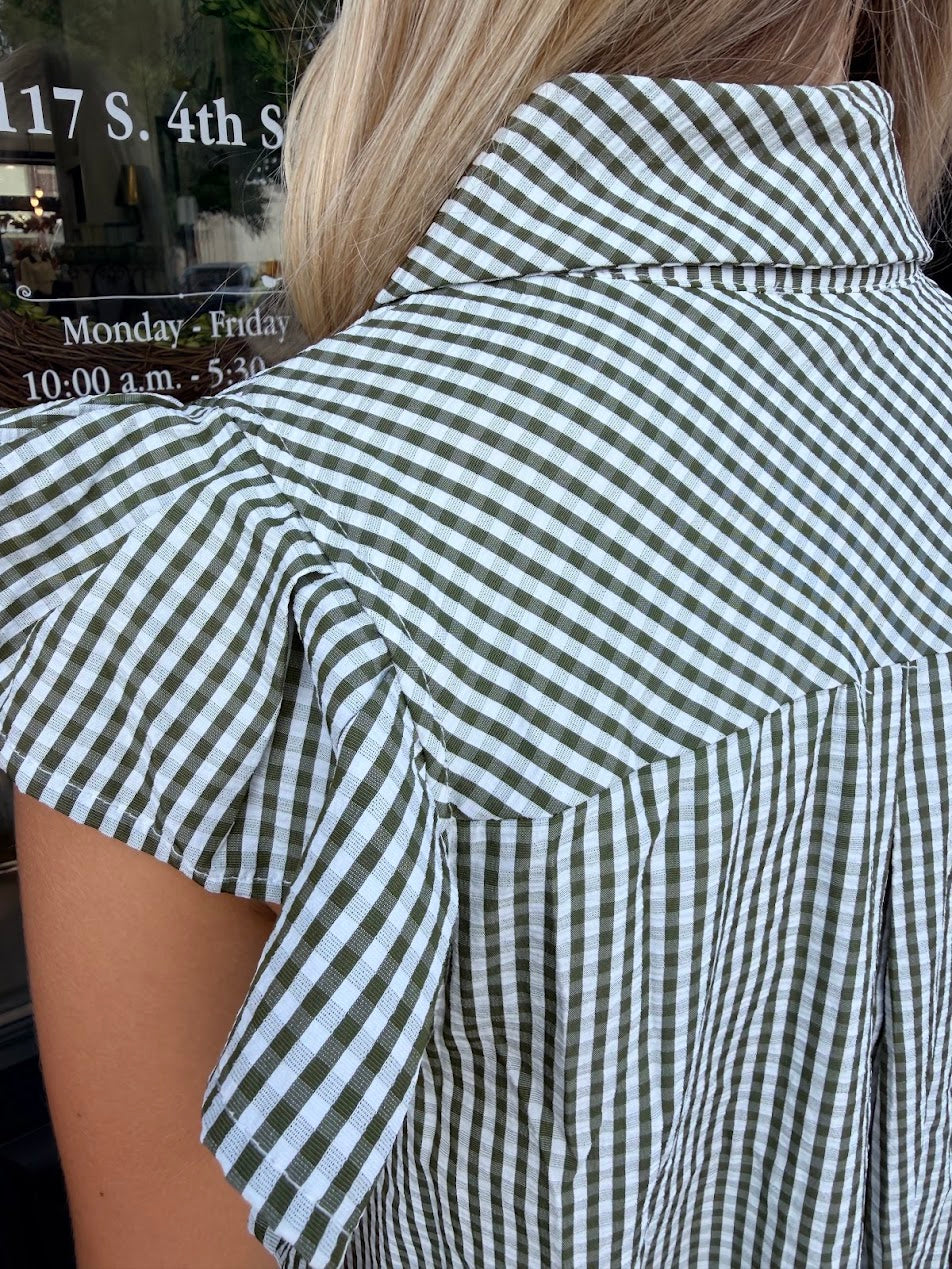 Olive Gingham Dress