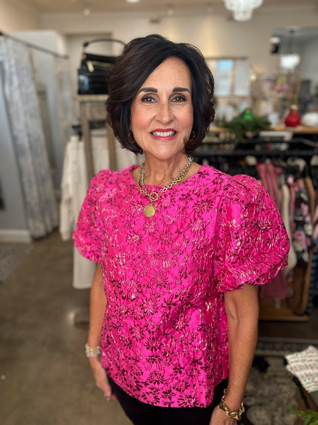 Fuchsia Jacquard Top