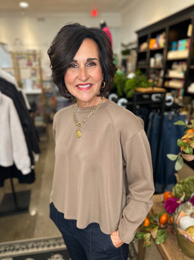 Mocha Pleated Sweatshirt