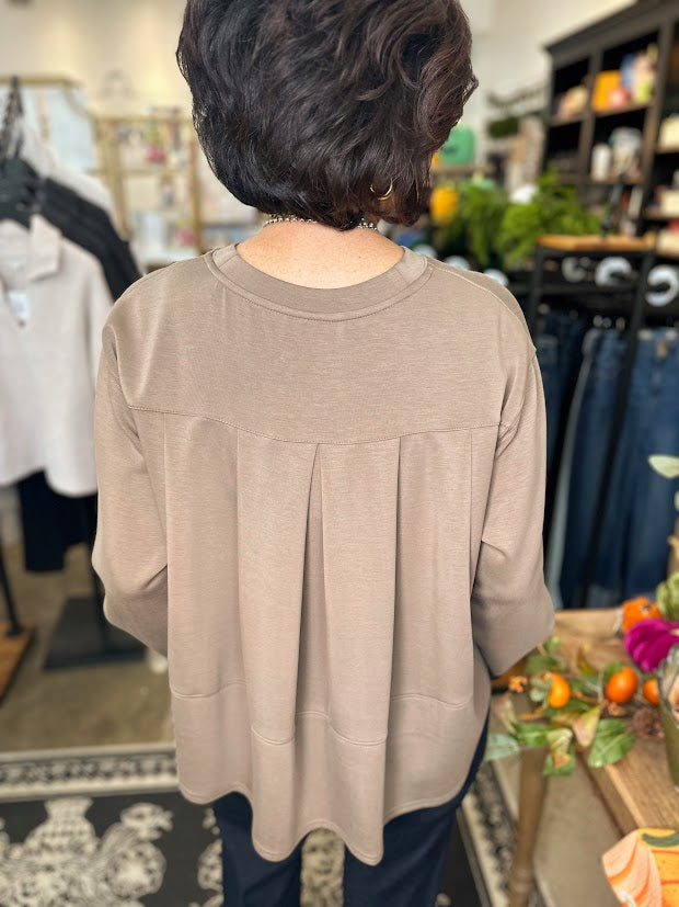 Mocha Pleated Sweatshirt