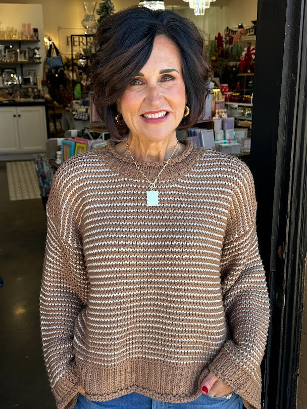 Dear John Mocha Stripe Sweater