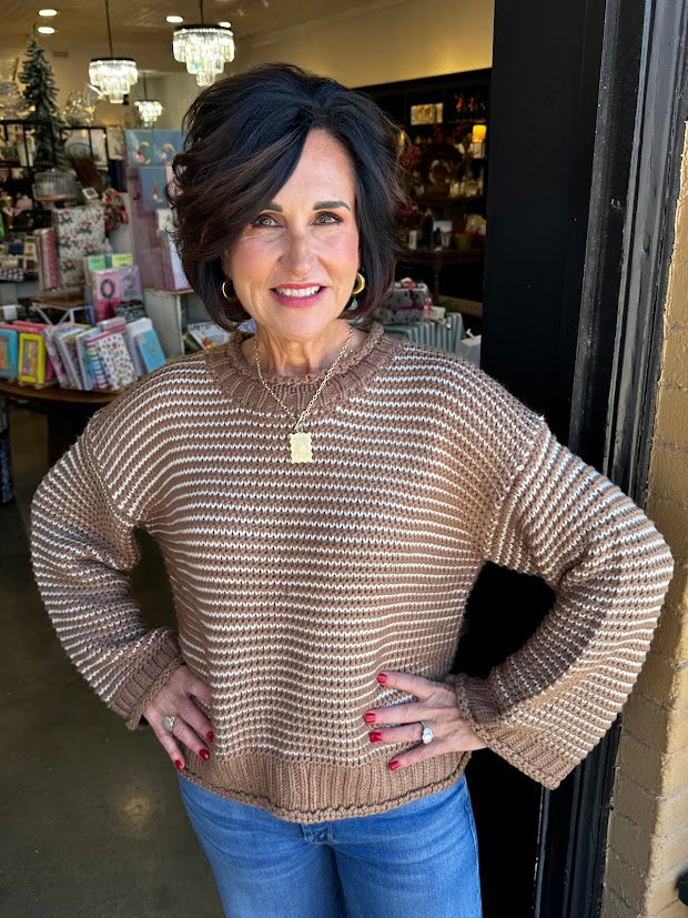 Dear John Mocha Stripe Sweater