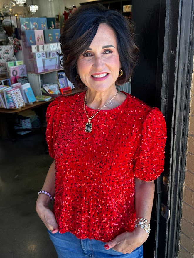 
                      
                        Festive Velvet Sequin Top
                      
                    