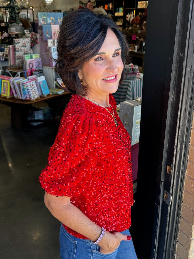 
                      
                        Festive Velvet Sequin Top
                      
                    