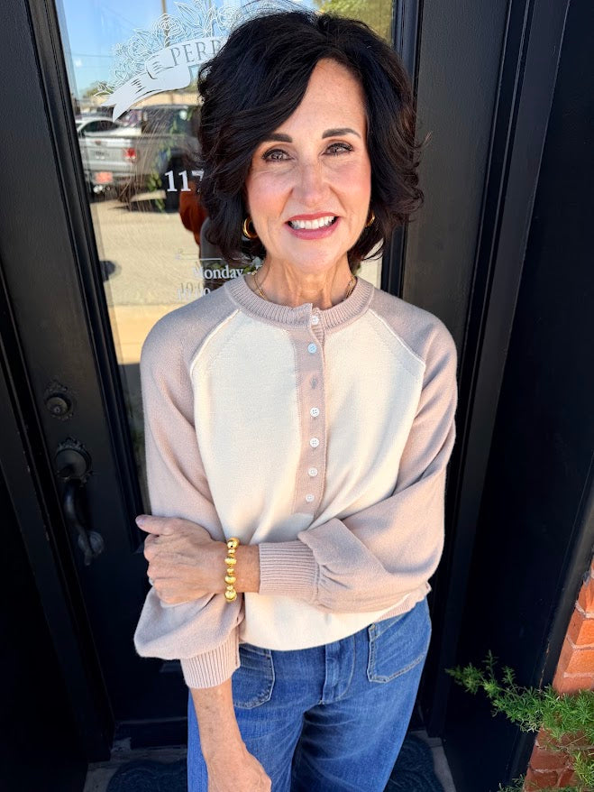 Color Block Henley Sweater