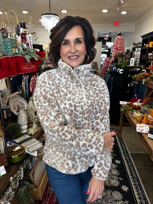 
                      
                        Leopard Fleece Pullover
                      
                    
