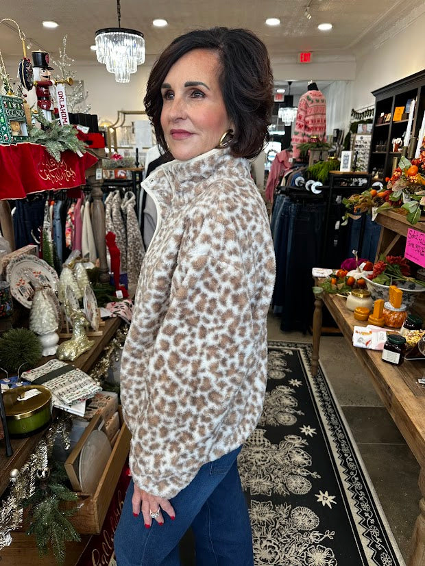 Leopard Fleece Pullover