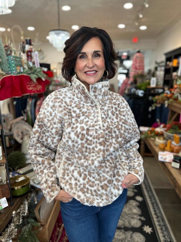 Leopard Fleece Pullover